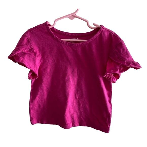 Crazy 8 Pink Flutter Sleeve Round Neck Girl’s T-Shirt size S (5-6) - Picture 1 of 5